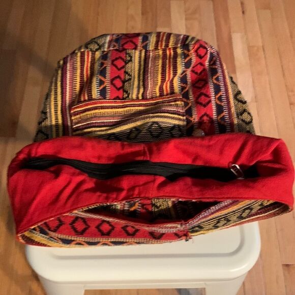 Tribe Azure Red Hobo Messenger Shoulder Sling Bag Large Roomy Beach Crossbody - Picture 5 of 5